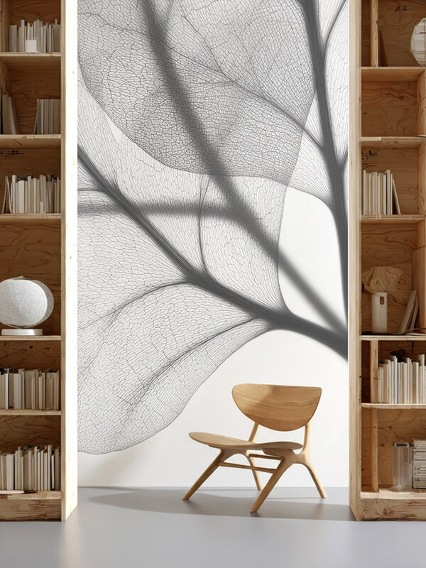 tapet-venera-sufragerie- frunze- gri-wallpaper-livingroom-leaf-grey
