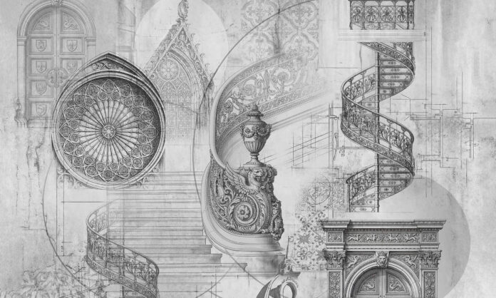 tapet-archea-alb-negru-arhitectura-wallpaper-black-and-white-architecture, designers